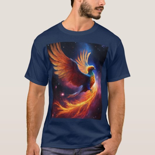 Astral Flame: Nebula Phoenix Design T-shirt (Voorkant)