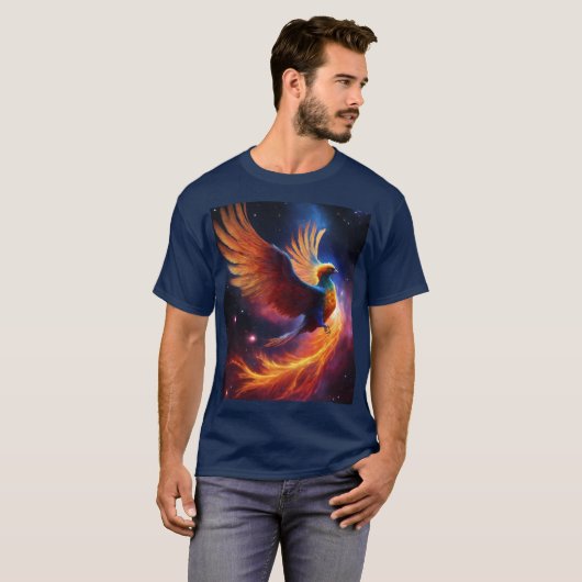 Astral Flame: Nebula Phoenix Design T-shirt (Voorkant volledig)