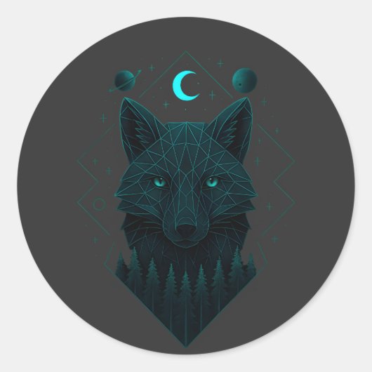 Astral Fox - Cosmic Clever Spirit Ronde Sticker (Voorkant)
