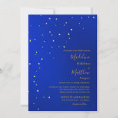 Astral Gold Stars Blue Evening Wedding Kaart (Voorkant)