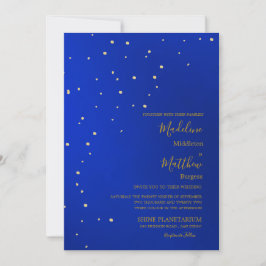 Astral Gold Stars Blue Evening Wedding Kaart