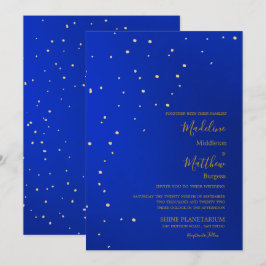 Astral Gold Stars Blue Evening Wedding Kaart