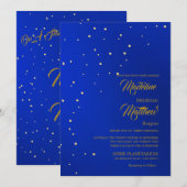 Astral Gold Stars Blue Starry Evening Wedding Kaart (Voorkant / Achterkant)