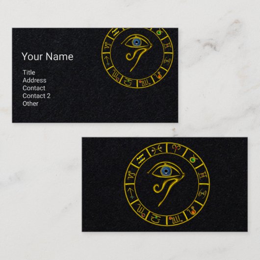 ASTRAL HORUS EYE, ASTROLOGIE ZODIAC KAART Zwart Visitekaartje (Voorkant / Achterkant)