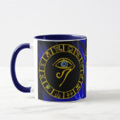 ASTRAL HORUS EYE, BLAUW TALISMAN Gold Zodiac Grafi Mok (Links)