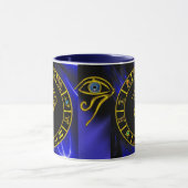ASTRAL HORUS EYE, BLAUW TALISMAN Gold Zodiac Grafi Mok (Midden)