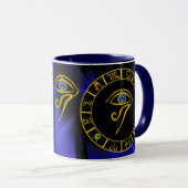 ASTRAL HORUS EYE, BLAUW TALISMAN Gold Zodiac Grafi Mok (Voorkant rechts)