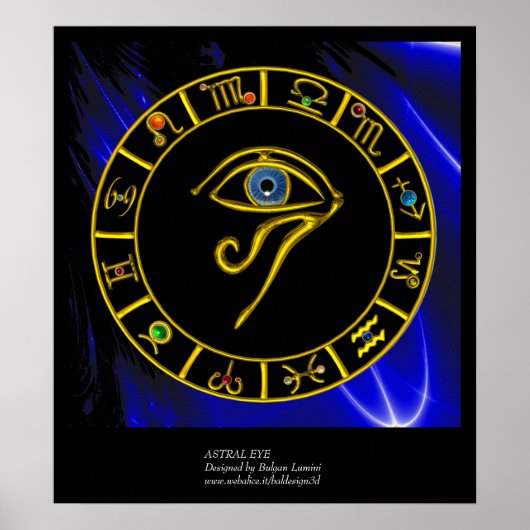 ASTRAL HORUS EYE ,BLUE TALISMAN Astrology Chart Poster (Voorkant)