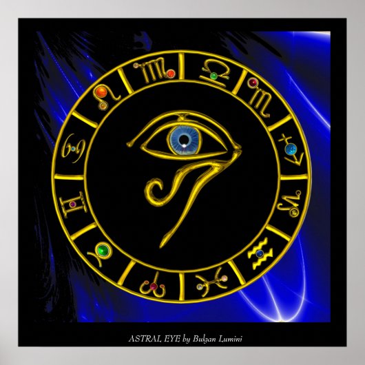 ASTRAL HORUS EYE ,BLUE TALISMAN Astrology Chart Poster (Voorkant)