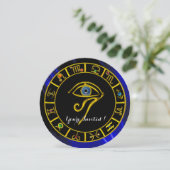 ASTRAL HORUS EYE BLUE TALISMAN Gold ZodiaChart Kaart (Staand voorkant)