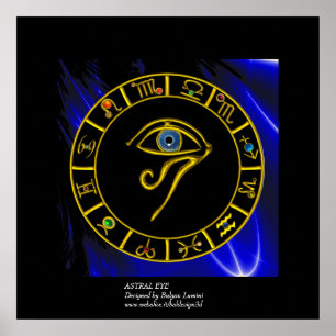 ASTRAL HORUS EYE / BLUE TALISMAN ZodiaChart Poster