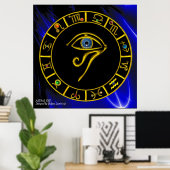 ASTRAL HORUS EYE / BLUE TALISMAN ZodiaChart Poster (Thuiskantoor)