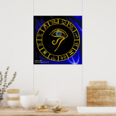 ASTRAL HORUS OOG / BLAUWE TALISMAN Zodiac Chart Poster (Keuken)