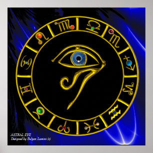 ASTRAL HORUS OOG / BLAUWE TALISMAN Zodiac Chart Poster