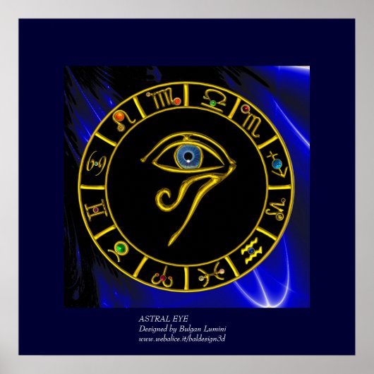 ASTRAL HORUS OYE, BLUE TALISMAN GOLD ZODIAC CHART POSTER (Voorkant)