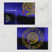 ASTRAL LABYRINTH, ASTROLOGY ZODIAC CHART Black Blu Visitekaartje (Voorkant / Achterkant)