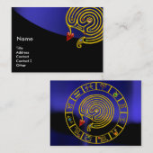 ASTRAL LABYRINTH, ASTROLOGY ZODIAC CHART Black Blu Visitekaartje (Voorkant / Achterkant)