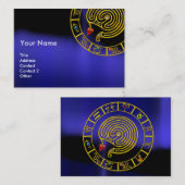 ASTRAL LABYRINTH, ASTROLOGY ZODIAC CHART Black Blu Visitekaartje (Voorkant / Achterkant)