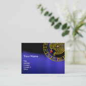 ASTRAL LABYRINTH, ASTROLOGY ZODIAC CHART Black Blu Visitekaartje (Staand voorkant)