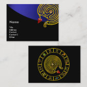ASTRAL LABYRINTH, ASTROLOGY ZODIAC CHART Black Blu Visitekaartje (Voorkant / Achterkant)
