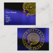 ASTRAL LABYRINTH, ASTROLOGY ZODIAC CHART Black Blu Visitekaartje (Voorkant / Achterkant)