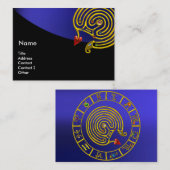 ASTRAL LABYRINTH, ASTROLOGY ZODIAC CHART Black Blu Visitekaartje (Voorkant / Achterkant)