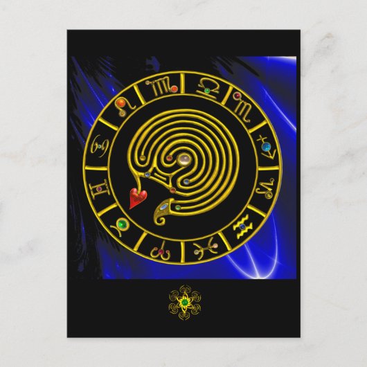ASTRAL LABYRINTH GOLD ZODIAC CHART Astrologie Briefkaart (Voorkant)