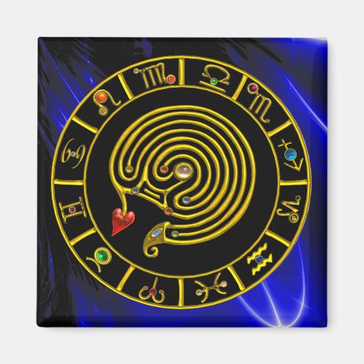 ASTRAL LABYRINTH GOLD ZODIAC CHART Astrologie Magneet (Voorkant)