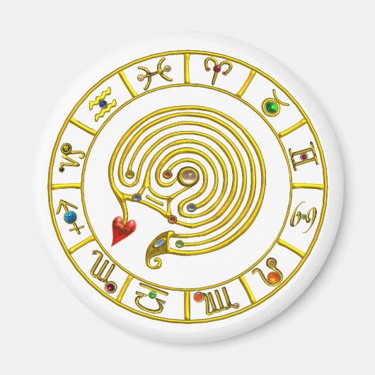 ASTRAL LABYRINTH GOLD ZODIAC CHART Astrologie Magneet (Voorkant)