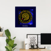 ASTRAL LABYRINTH GOLD ZODIAC CHART Astrologie Poster (Thuiskantoor)