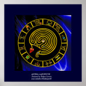 ASTRAL LABYRINTH GOLD ZODIAC CHART Astrologie Poster (Voorkant)