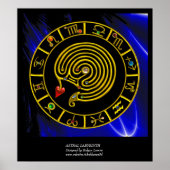 ASTRAL LABYRINTH GOLD ZODIAC CHART Astrologie Poster (Voorkant)