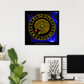 ASTRAL LABYRINTH GOLD ZODIAC CHART Astrologie Poster (Thuiskantoor)
