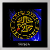 ASTRAL LABYRINTH GOLD ZODIAC CHART Astrologie Poster (Voorkant)
