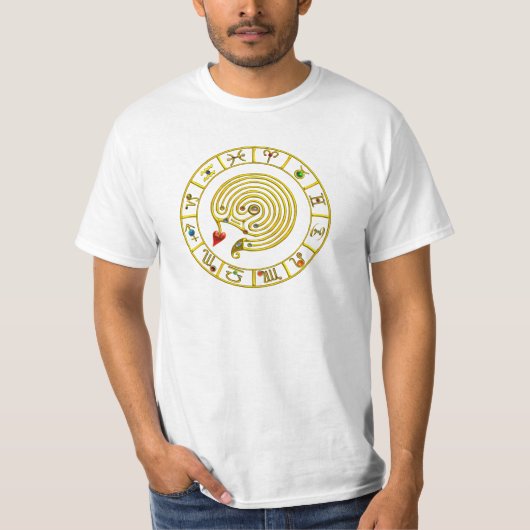 ASTRAL LABYRINTH GOLD ZODIAC CHART Astrologie T-shirt (Voorkant)
