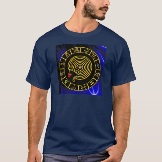 ASTRAL LABYRINTH GOLD ZODIAC CHART Astrologie T-shirt (Voorkant)