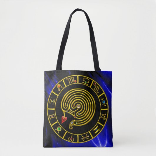 ASTRAL LABYRINTH GOLD ZODIAC CHART Astrologie Tote Bag (Voorkant)