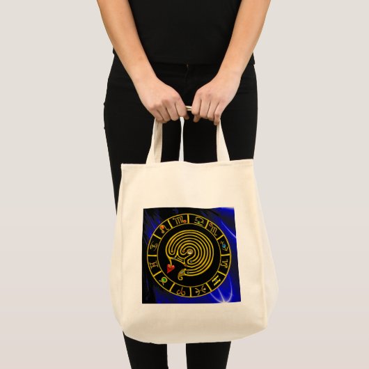 ASTRAL LABYRINTH GOLD ZODIAC CHART Astrologie Tote Bag (Voorkant (product))