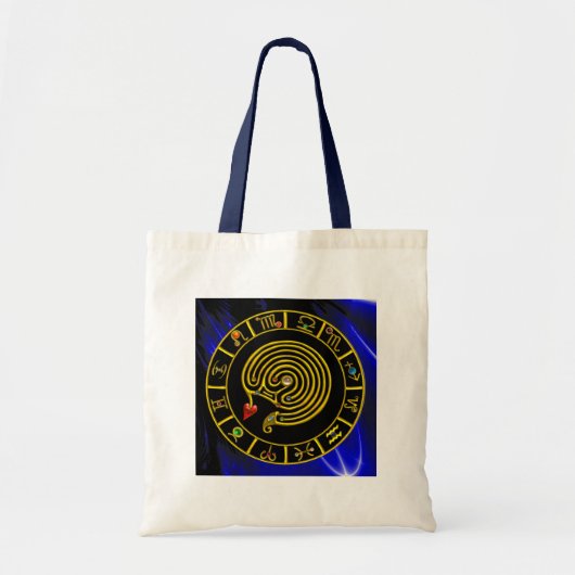 ASTRAL LABYRINTH GOLD ZODIAC CHART Astrologie Tote Bag (Voorkant)