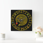 ASTRAL LABYRINTH GOLD ZODIAC CHART Astrologie Vierkante Klok (Huis)