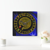 ASTRAL LABYRINTH GOLD ZODIAC CHART Astrologie Vierkante Klok (Huis)