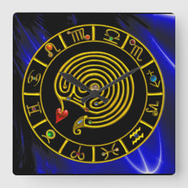 ASTRAL LABYRINTH GOLD ZODIAC CHART Astrologie Vierkante Klok