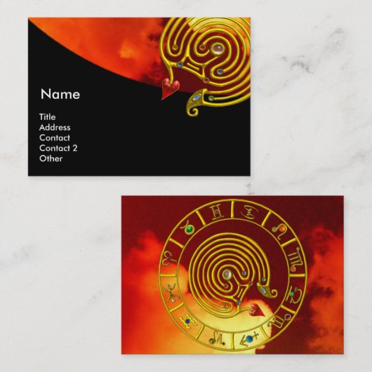 ASTRAL LABYRINTH GOLD ZODIAC CHART Astrologie Visitekaartje (Voorkant / Achterkant)