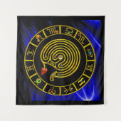 ASTRAL LABYRINTH GOUDEN DIERENRIEM Astrologie Wandkleed (Voorkant (horizontaal))