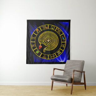 ASTRAL LABYRINTH GOUDEN DIERENRIEM Astrologie Wandkleed