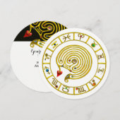 ASTRAL LABYRINTH GOUDEN ZODIAC TEKEN Astrologie Kaart (Voorkant / Achterkant)