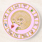 ASTRAL LABYRINTH roze Zandsteen Onderzetter (Voorkant)