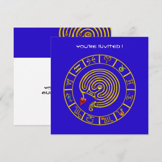 ASTRAL LABYRINTH, zwart-wit, blauw rood Kaart (Voorkant / Achterkant)