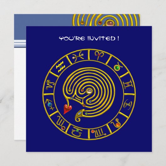 ASTRAL LABYRINTH, zwart-wit, blauw rood Kaart (Voorkant / Achterkant)