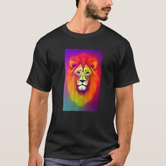Astral Lion Portrait Psychedelic Cosmic Trippy T-shirt (Voorkant)